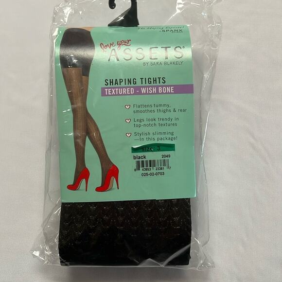 SPANX Accessories - SPANX Assets Shaping Tights Textured Wish Bone Black Size 3 Flattens Smoothes